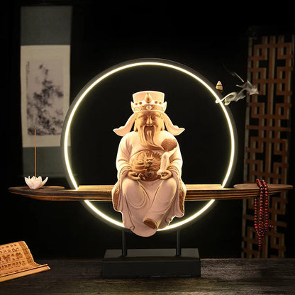 New Chinese Style Zen Ornaments for Entrance Living Room Office God of Wealth Buddha Statue Reflux Incense Decoration