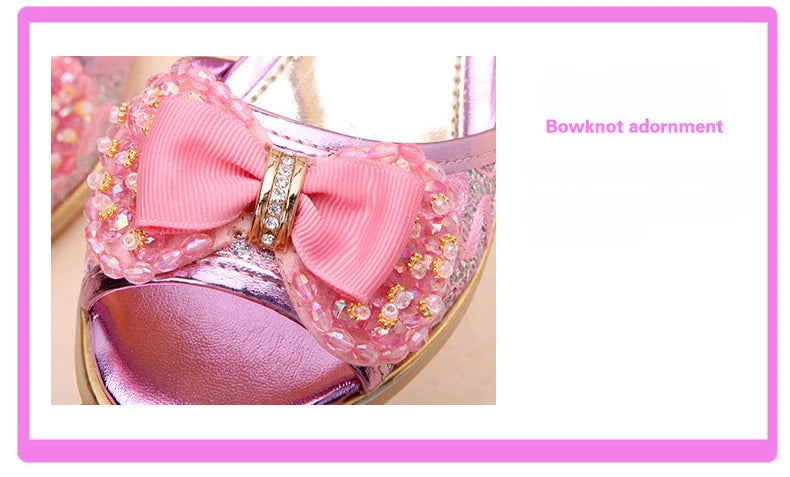 Girls Princess Shoes Summer Children High Heels Open-toe Party Wedding Toddler Sandals Non-slip Kids Casual Sequins Beach Shoes