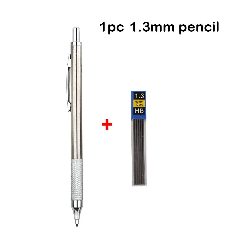 Mechanical Pencil Set 0.3 0.5 0.7 0.9 1.3 2.0mm Full Metal Art Drawing Painting Automatic Pencil with Leads Office School Supply