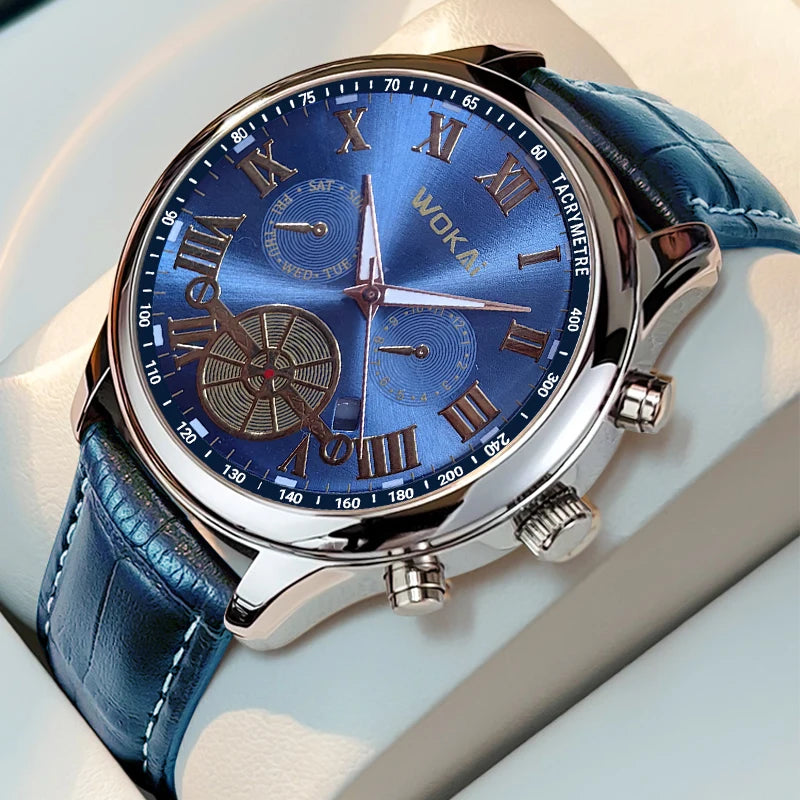 New 2023wokai business watch Quartz sports leisure belt men's watch Wheel pattern personality women clock