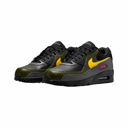 Nike Air Max 90 Vintage Men's Running Shoes Wear Resistant Shock Absorption Breathable Black Yellow Sneakers Retros