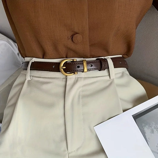 Cinturón vintage informal de piel sintética para hombre con hebilla ovalada clásica: ideal para uso diario, fiestas y regalos.