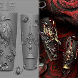 1Pc Chain Ice Flower Fox Spoon Fork Dragon Snake Butterfly 3D Acrylic Mold Nail Art Decorations  DIY Design Silicone Nails Mold