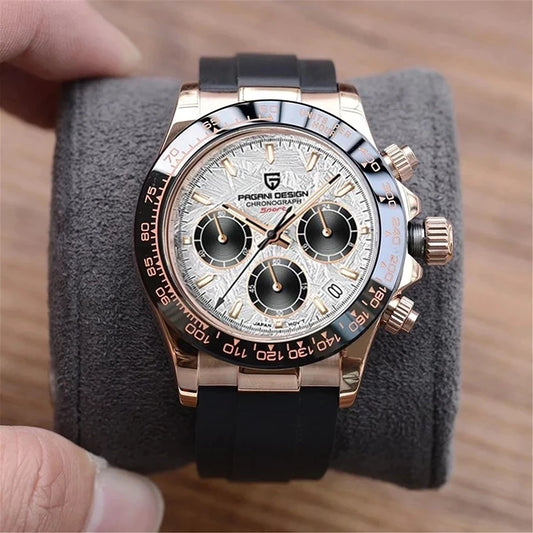 PAGANI DESIGN V2 - Reloj de cuarzo para hombre, 40 mm, zafiro, retro, cronógrafo, acero inoxidable, resistente al agua, masculino