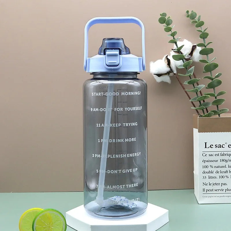 2025 Spring/Summer 2L Large Capacity Outdoor Plastic Bouncing Straw Sports Water Bottle Leak-proof Portable Refill Cups