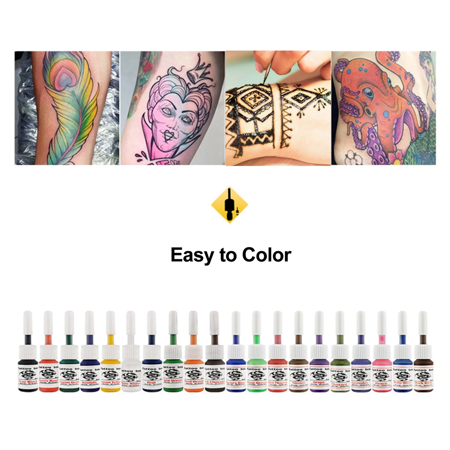 Kit de tatuaje, máquina rotativa, pluma, agujas, tintas, fuente de alimentación, pedal para principiantes.