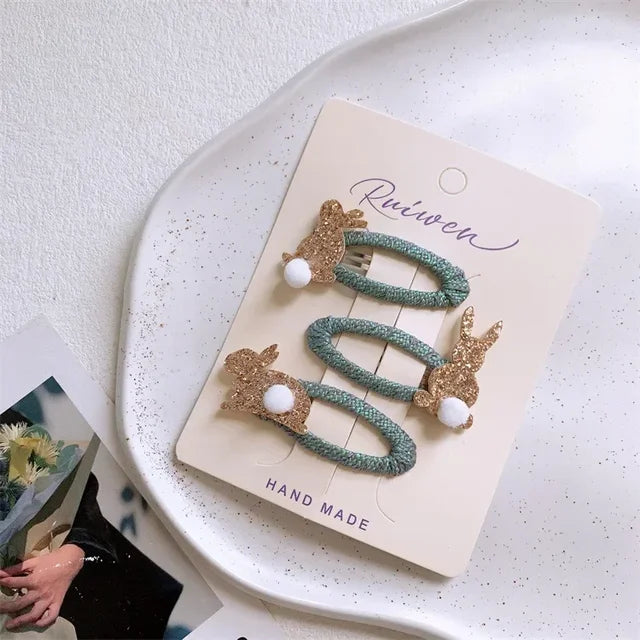 Bonita pinza para el pelo con forma de estrella de cinco puntas para niña, conejito, flequillo lateral, pelo roto, pinza BB, accesorios para el pelo de bebé. 