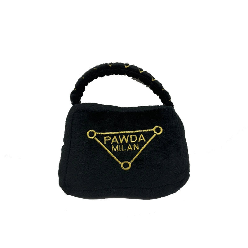 Black Luxury Designer Dog Toys Pet Birthday Gifts Puppy Chewing Accessory Handbag Bone Puppy Squeaky Toys