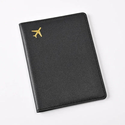 Women Men Card Passport Cover Case Flight Ticket Clip Passport Wallet PU Leather Solid Color Id Holder Passport Holder Purses