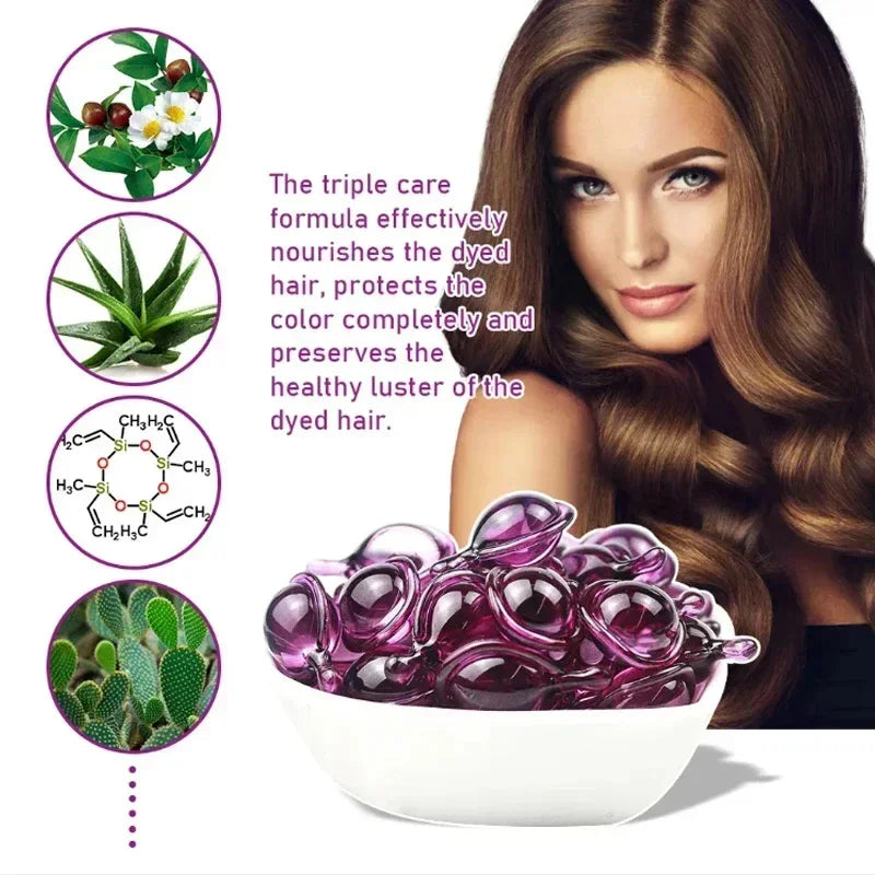 Cápsula de vitaminas para el cabello Aceite de queratina Restauración rápida Cuidado del cabello suave y brillante Nutrir Reparar el cabello dañado Tratamiento para la división Producto