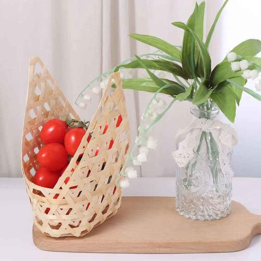 3pcs Portable Bamboo Woven Gift Packaging Basket Retro Creative Storage Box Handmade Natural Fruit Basket Egg