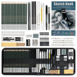 20/54/58/70/144 Drawing And Sketching Kit | Portable Travel Case | Graphite, Charcoal, White Color | Featuring Blending Stump