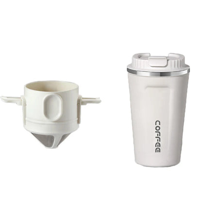 Filtro de café portátil de acero inoxidable 304, soporte para café y té, taza reutilizable, juego de taza de té con gotero, cafetera, utensilios de café