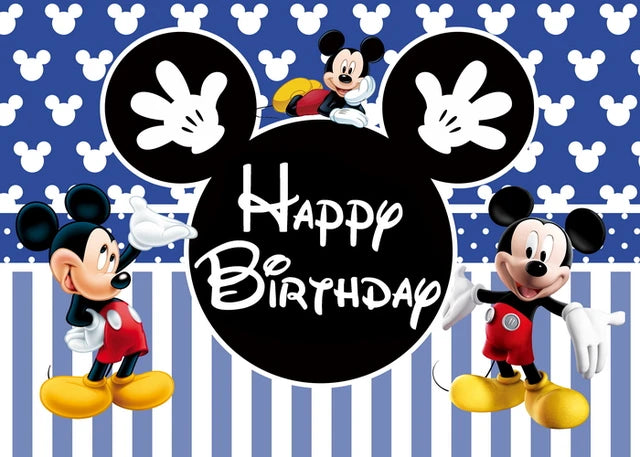 Disney Cartoon Theme Photography Background, Mickey, Minnie Mouse, Baby Shower, Happy Birthday, Gender Reveal, Banner for Children, 1Set 