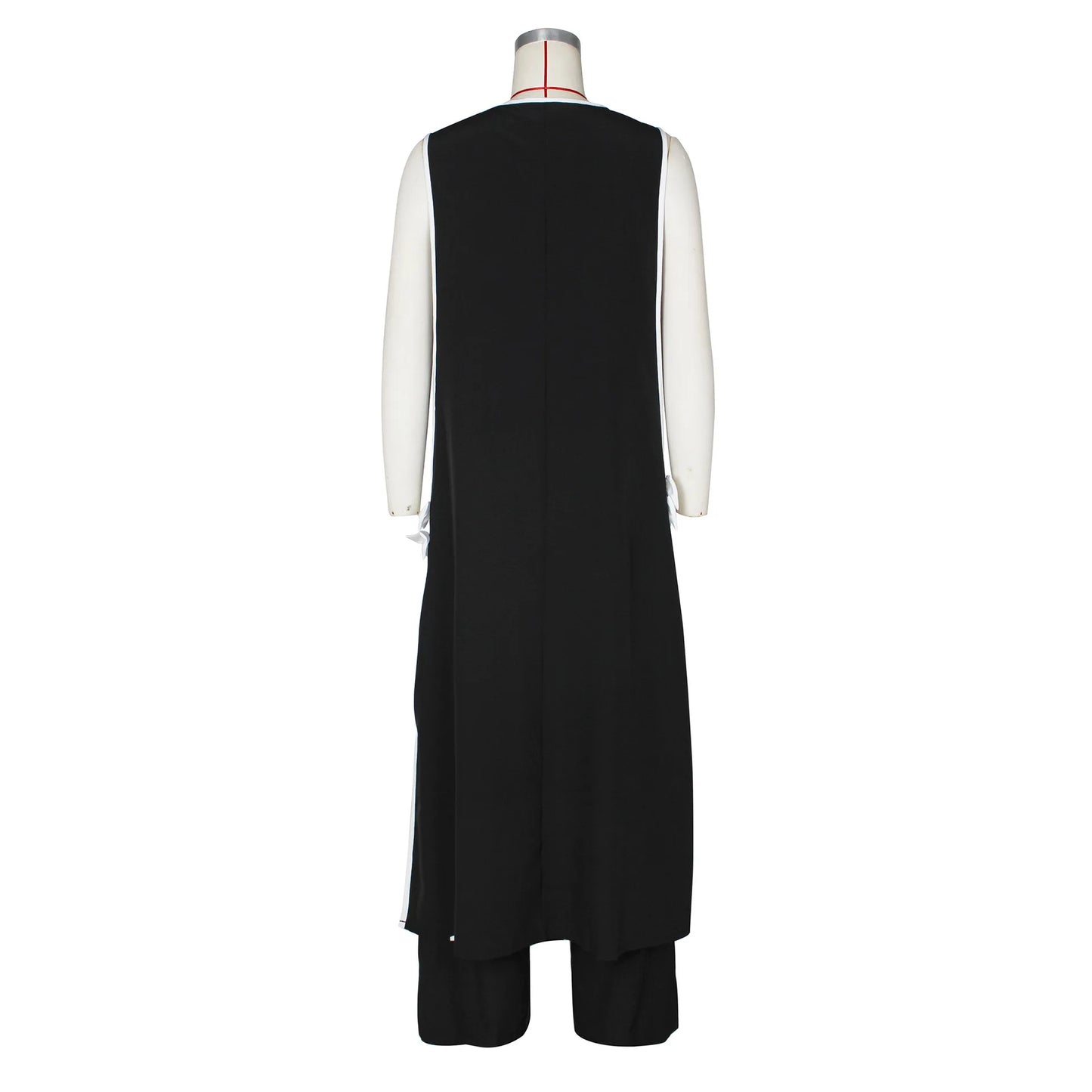 Two Piece Set Women Tracksuit Spliced Vest Pant Sets Elegant High Street Work Ankle Length Wide Leg Pants Loose Matching Sets