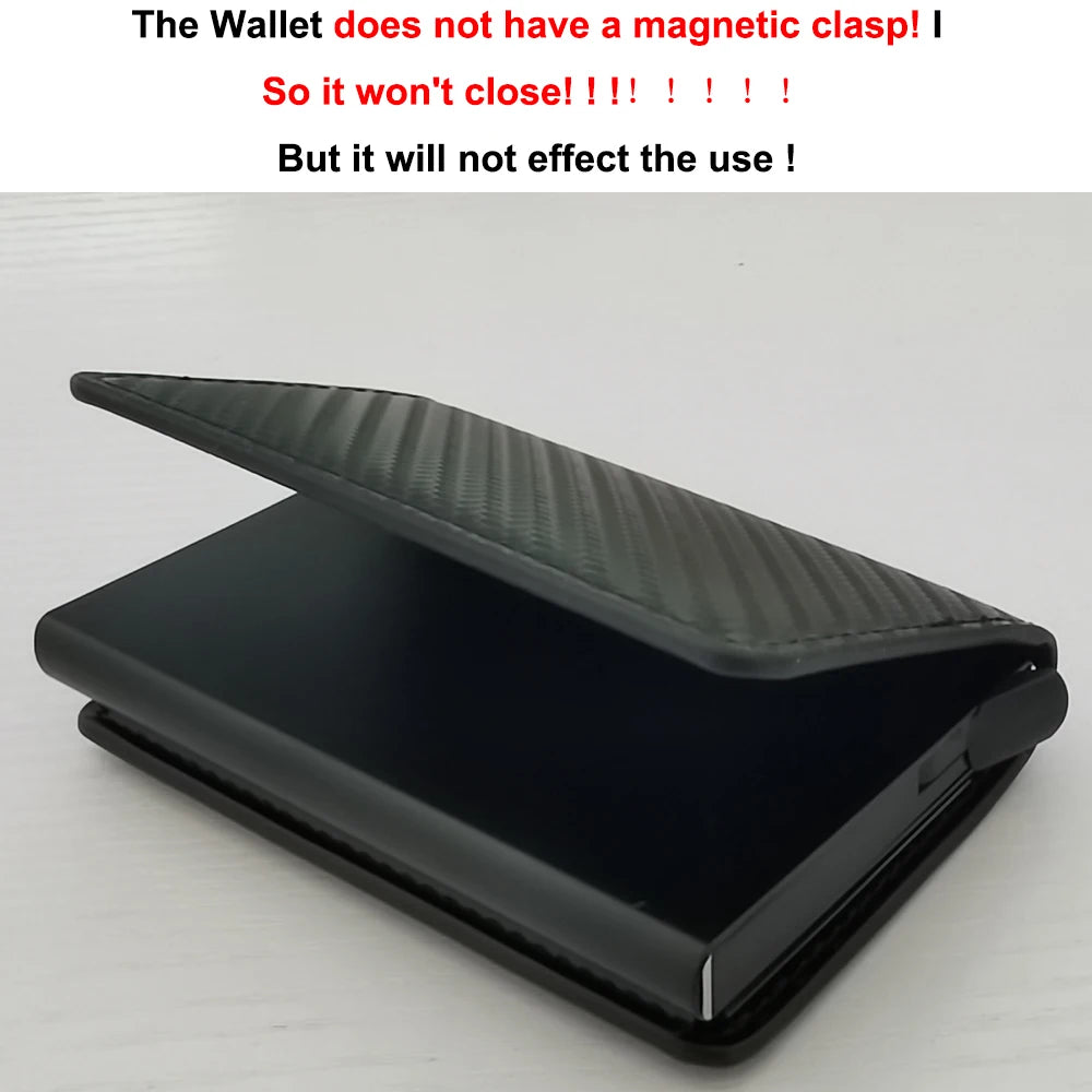 RFID Aluminum Men Wallet Card Holders Purse Carbon Fiber Men Business Slim Thin Smart Wallet Credit Cardholder Case Note Holder