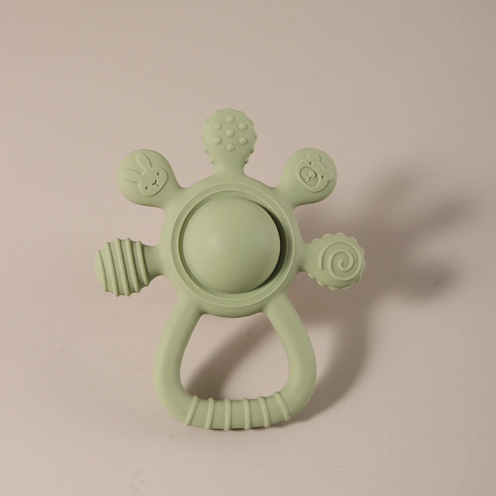 2025 new Teething Silicone Palm Rattle Teether bunny - Safe Baby Chew Toys for Soothing Sore Gums