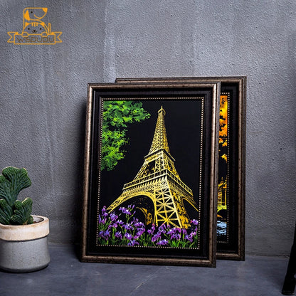 2 Sheets Scratch Paper Art Kit DIY Craft World Landmarks Animals City Scene Stylus Drawing Toy Adult Stress Relief Creative Gift