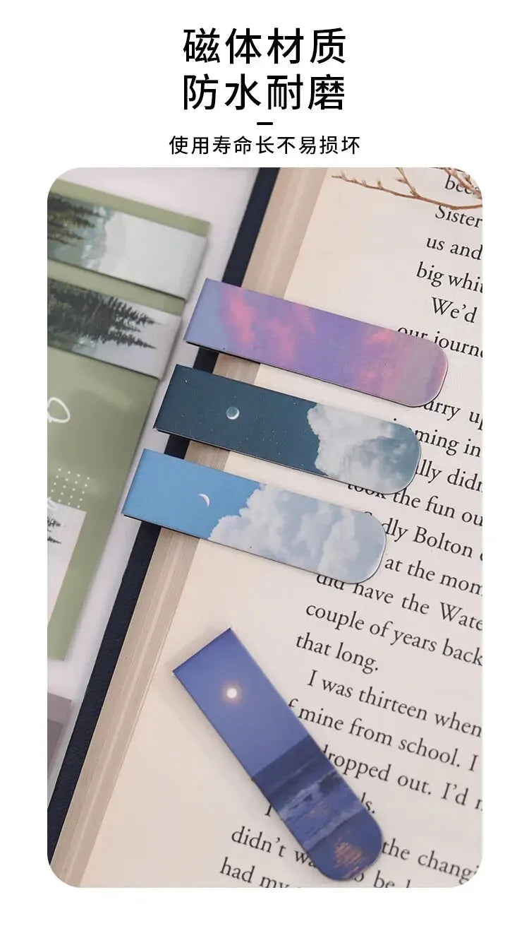 2pcs Forest Landscape Magnetic Bookmark For Pages Books Readers