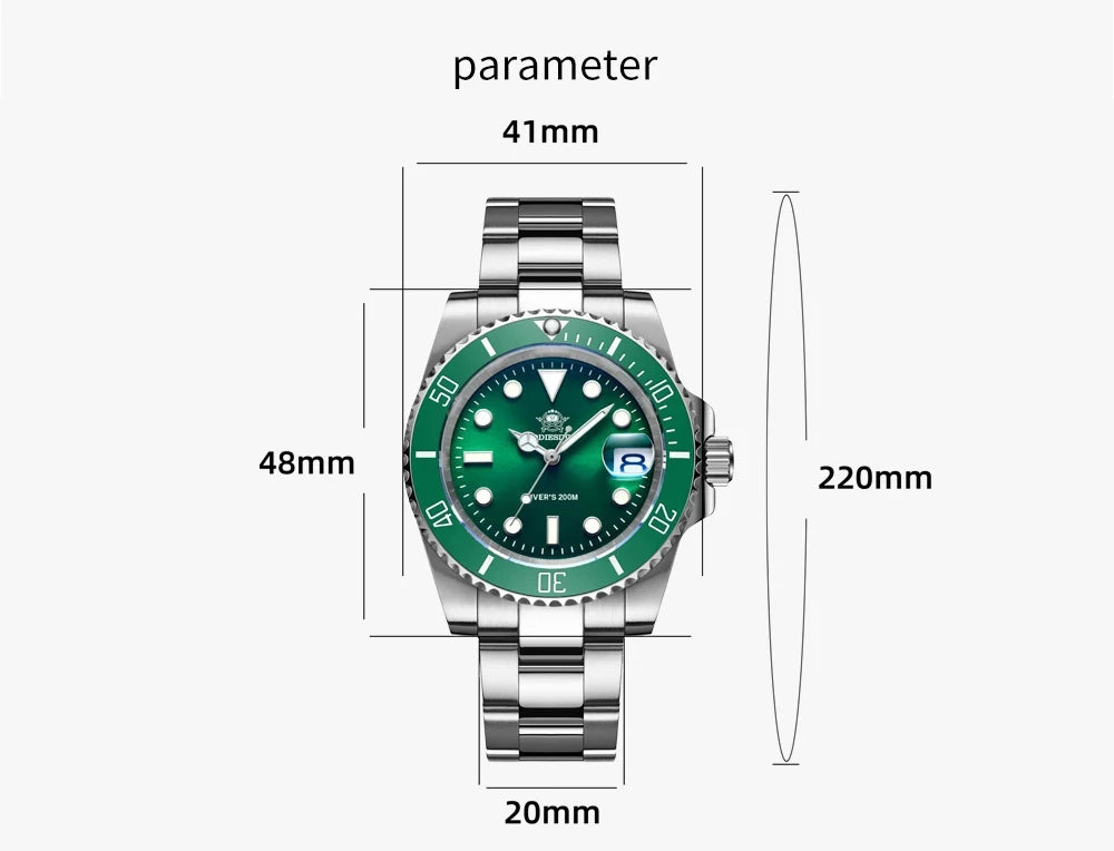 ADDIESDIVE Quartz Watch for Men 316L Stainless Steel Super Luminous Ceramic Bezel 200m Waterproof Classic Diving Men's Watch
