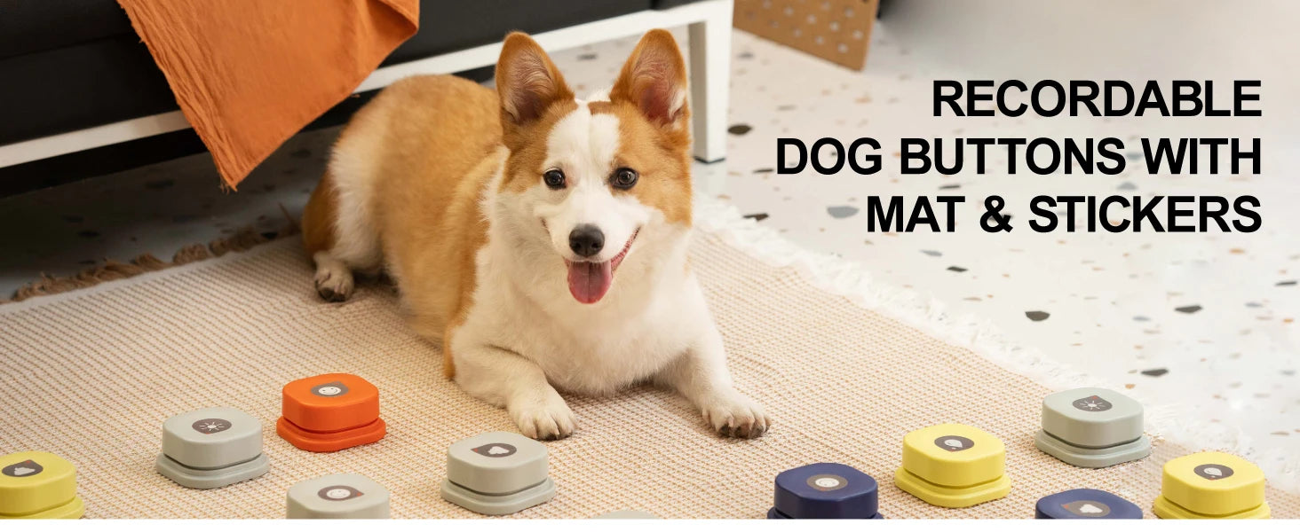 MEWOOFUN Dog Button Record Talking Pet Communication Vocal Training Interactive Toy Bell Ringer With Pad and Sticker Easy To Use