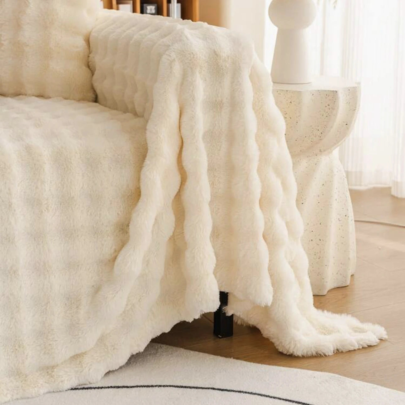 Bubble Imitation Fur Sofa Towel Faux Fur Sofa Cover Blanket Couch Cover Universal for Living Room Warm
