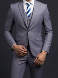 Men's Fashionable Gentleman Business British Style Solid Color Banquet Host Casual Wedding Suit (Blazer + Vest + Trousers)