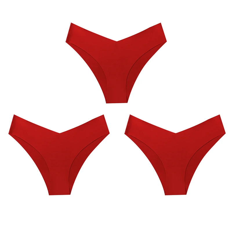 WarmSteps – Kit com 3 calcinhas femininas estilo fio-dental, sem costura, modelo brasileiro, em tecido "seda gelada" (ice silk) – Tamanhos XS a L