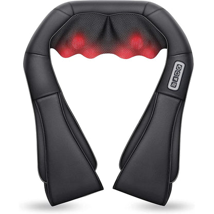 Masajeador Shiatsu de cuello y hombros, masajeador de espalda con calefacción en forma de U, almohada de masaje eléctrico de amasamiento profundo para cuello, cintura, piernas y cuerpo.