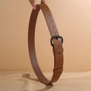 Women's Casual Leather Belt with black Buckle Versatile Waist Accessory for Jeans and Everyday Outfits