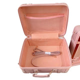 Vintage Leather Women Luggage Set 20in Carry-On + 24/26in Checked Suitcase Luxury Travel Trolley Case with Pink Handbag