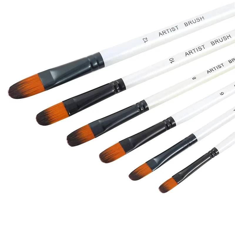 6pcs/set Artist Paint Brushes Two-tone Nylon Tips Artist Paint Brush For Acrylic Oil Watercolor Acrylic Paint Body Face Rock Art