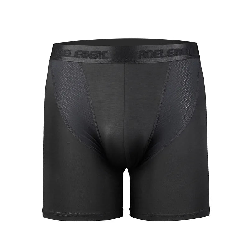 Calzoncillos tipo bóxer para hombre, ropa interior Modal, bragas de seda de hielo sólidas para hombre, bolsa transpirable, calzoncillos de pierna largo medio, Cueca Calzoncillo