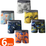 1/3/6 Pcs Boys Boxer Briefs Sets 2025 New Kids Cotton Underwear Boy Underpants Teenager Dinosaur Print Soft Children Panties