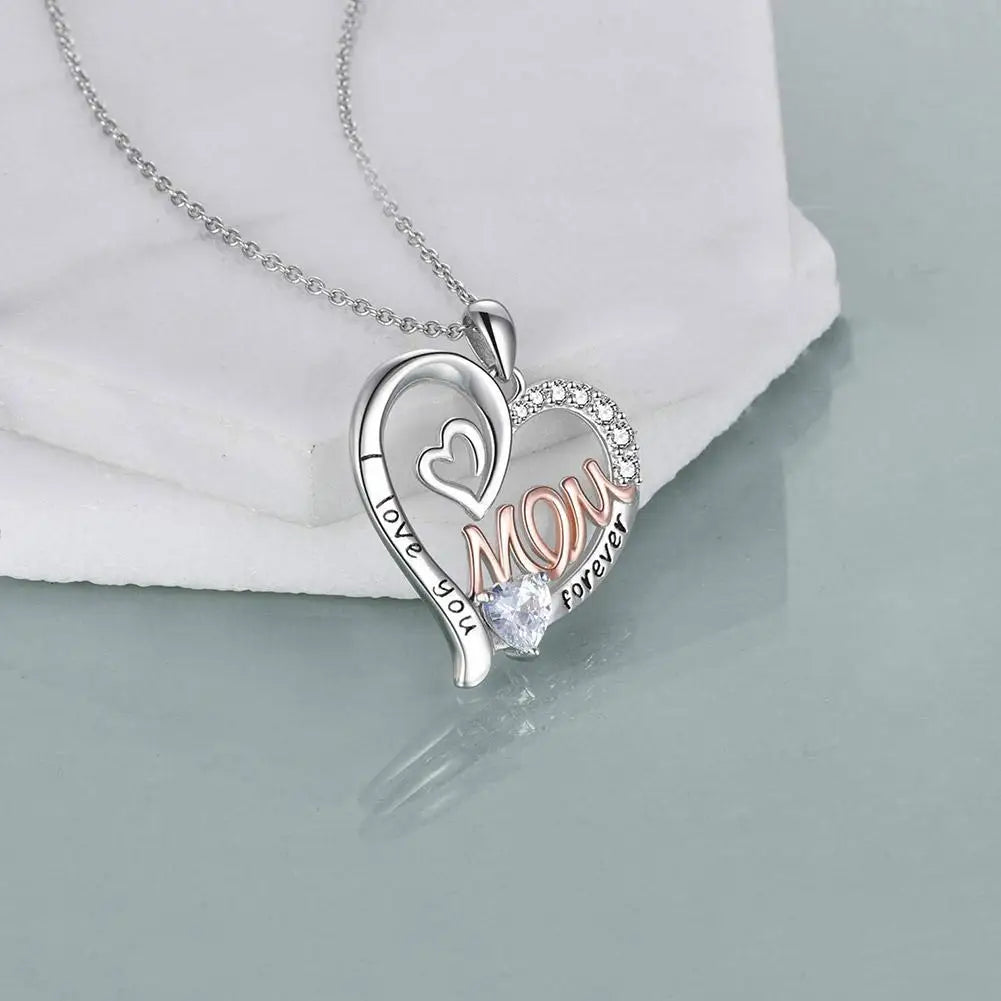Collar con colgante de flor de amor para el Día de la Madre, cumpleaños, mamá, letra, chapado en oro, joyería de aleación plateada.