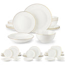 MALACASA NORI 16/32-PIECE Nordic European White Bone China Tableware Set with Bowl,Dinner&Dessert&Soup Plate Set for 4/8 person