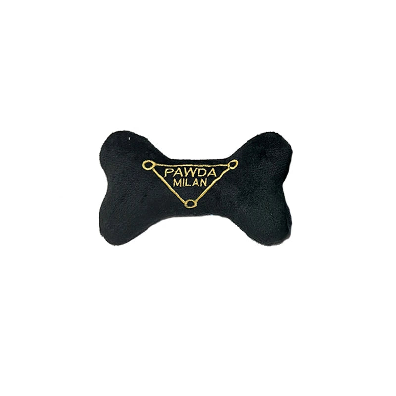 Juguetes negros de lujo para perros, regalos de cumpleaños para mascotas, accesorio para masticar cachorros, bolso, hueso, juguetes chirriantes para cachorros.