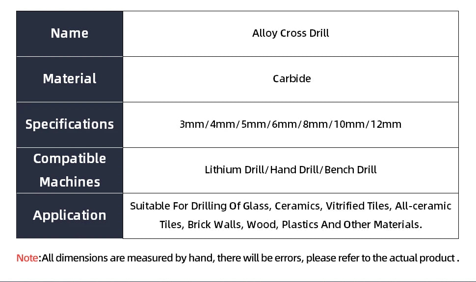 Cross Hex Drill Bit Set For Concrete Porcelain Tile Glass Metal Professional Multifunction Drill Bits Kit Tools Carbide Drills