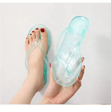 Beach Flip Flops for Women Thong Sandals Summer Jelly Shoes Girls Transparent Slides Solid Fashion PVC Flat Non-Slip Slippers