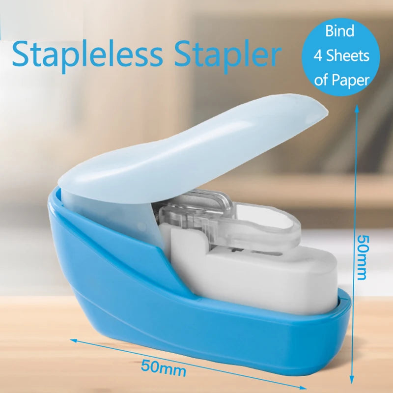 Mini grapadora portátil sin grapas para libros, papel y útiles escolares y de oficina