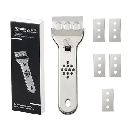 Raspador limpiador multifunción de acero inoxidable para vitrocerámica y vitrocerámica con cuchillas para limpiar hornos, cocinas y herramientas. Cuchillo multiusos.