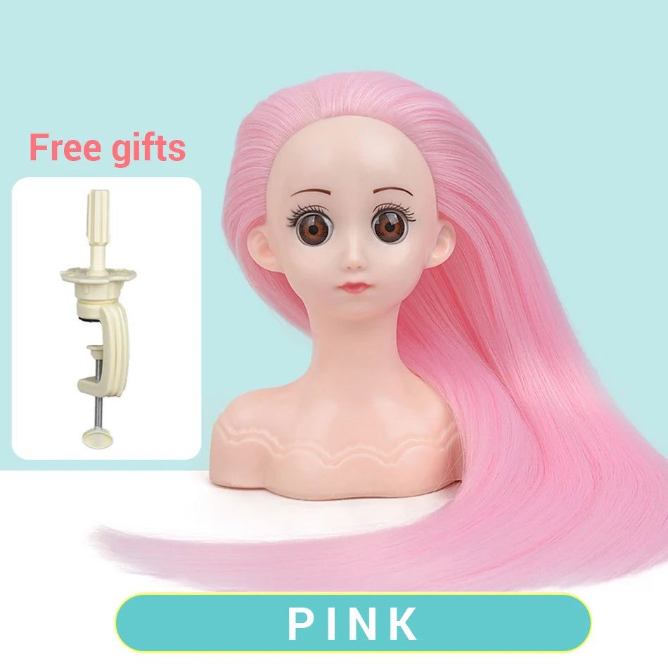 Cabeça de peruca de manequim com cabelo sintético com suporte de peruca ajustável cabeça de manequim estilo cabeleireiro cabeça de treinamento cabeça de boneca