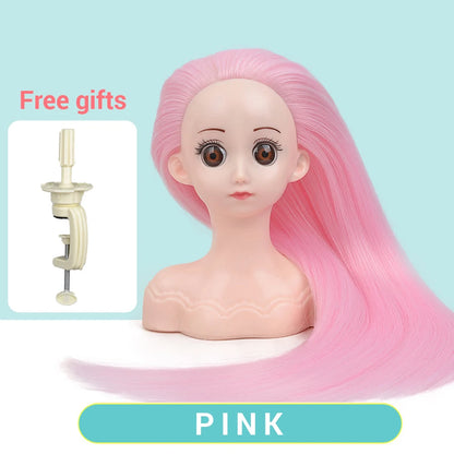 Cabeça de peruca de manequim com cabelo sintético com suporte de peruca ajustável cabeça de manequim estilo cabeleireiro cabeça de treinamento cabeça de boneca