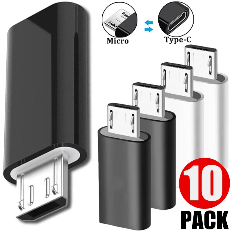 10-1Pcs Micro USB Female To Type C Male Adapter OTG Converter Micro-B To USB-C Connector Phone Charger Cable Adapter For Samsung