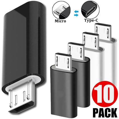 10-1Pcs Micro USB Female To Type C Male Adapter OTG Converter Micro-B To USB-C Connector Phone Charger Cable Adapter For Samsung