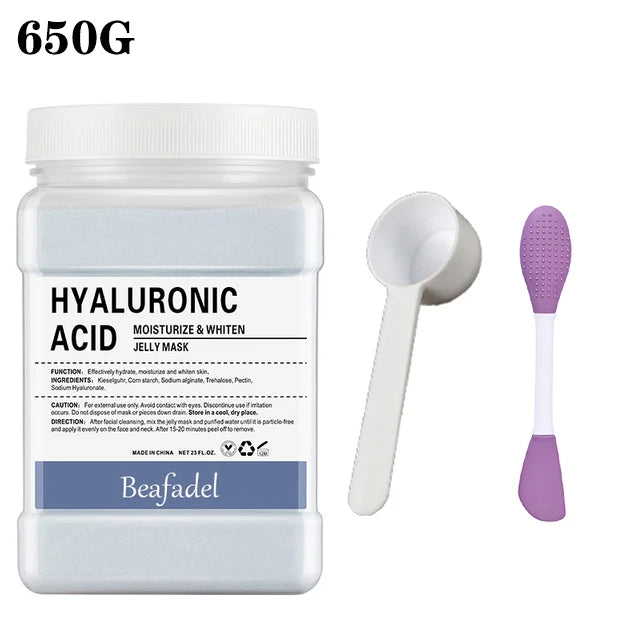 Mascarilla de hidrogelatina suave de 650 g en polvo, mascarilla de hidrogelatina casera, exfoliante con ácido hialurónico, mascarilla facial de rosas para el cuidado de la piel.