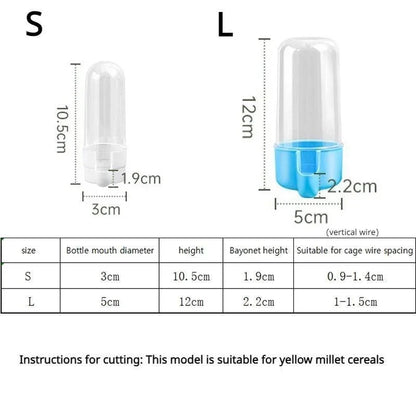 Bird Water Drinker Feeder Waterer with Clip Pet Bird Supplies Dispenser Bottle Drinking Cup Bowls for Pet Parrot Cage