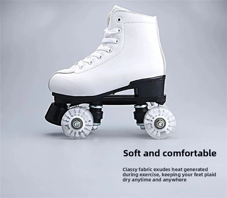Adult Double-Row Roller Skates, Men's and Women's Flashing Four-Wheel Skates, Fancy Rink Professional Adult Skates