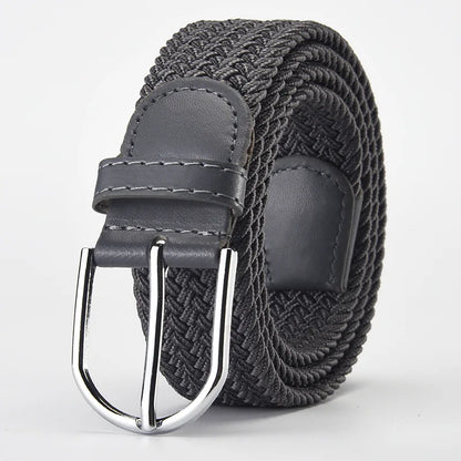 Elastic Nylon Unisex Casual Knitted Pin Buckle Jeans Belt Woven Canvas Elastic Expandable Stretch Waistband for Women Men Girdle