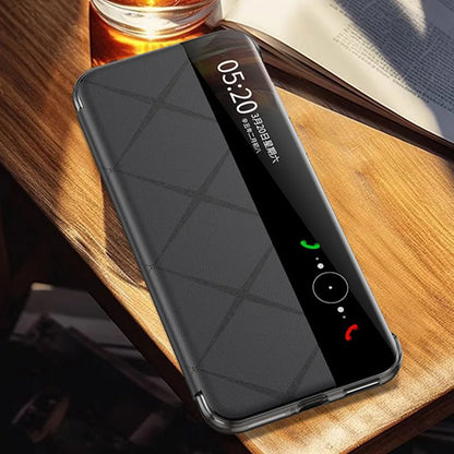 Genuine Leather Case For Huawei Mate 70 Pro Case Intelligent Window View Phone Protector For Mate70 Magnetic Flip Cover